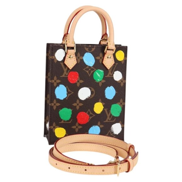 LOUIS VUITTON Monogram Yayoi Kusama Petit Sac Plat Bag 2way M81867 Auth 128264SM - Picture 1 of 15
